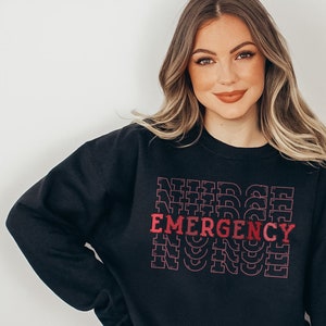 ER nurse crewneck sweatshirt, Emergency nurse shirt Gift for Nursing Shirt Registered Emergency Nurse ED RN Grad Gift Cardiac Stroke Tshirt