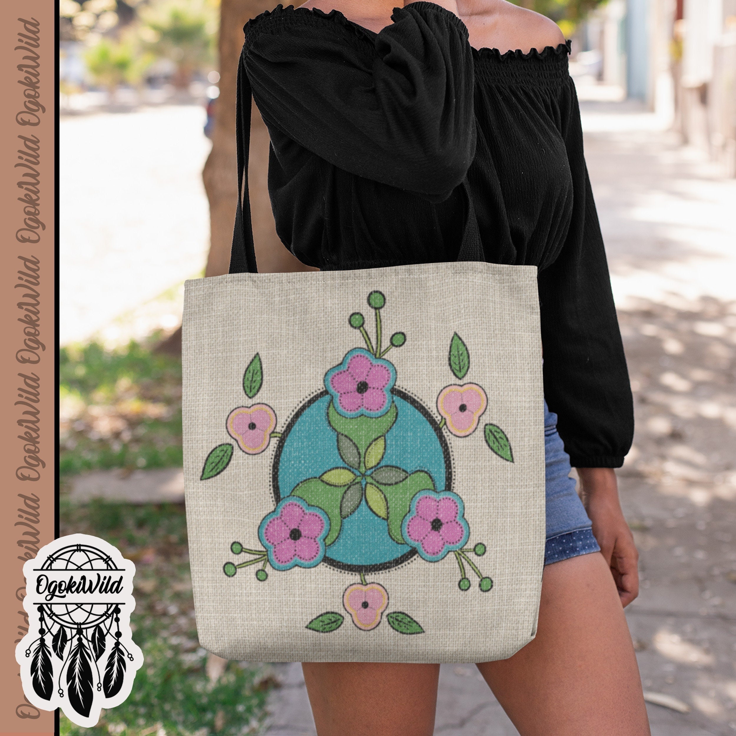 Indigenous Owned Shop Native Owned Shops Ojibwe Design Tote Bag First Nation Bag Gift for Her Travel Tote Overnight bag Etsy