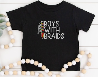 Boys with Braids, Indigenous toddler shirt, Boys with long hair tee, Native boys tshirt, Native clothing for kids, Indigenous boy hair tee