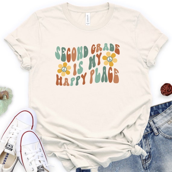 Second grade teacher shirt cute hippie teacher tee 2022 grade level shirt second grade team 2nd grade teacher retro teacher elementary funny