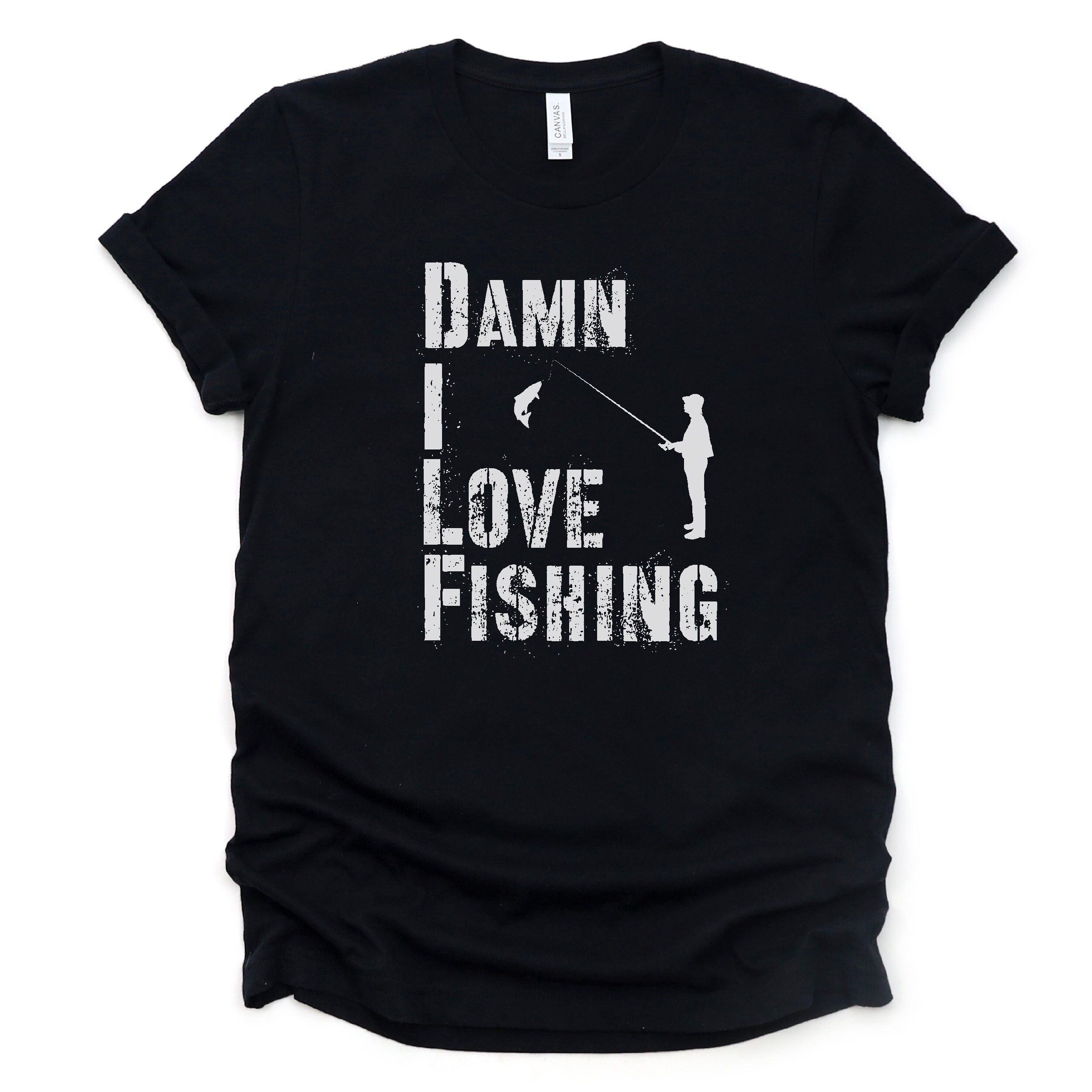 DILF Damn I Love Fishing Men's T-shirt Back Print - Monsterry