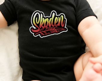 Skoden bodysuit for baby, Indigenous owned shops, Indigenous baby clothes, Native kids clothing, clothes for Native baby