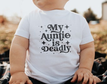 Indigenous Baby Clothing, Native Baby Clothes, Deadly Auntie shirt for Toddler, Native American Kids Tshirt, Native Toddler Gift for Natives