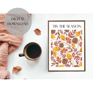 Arte de la pared de otoño, arte de la pared de temporada, cartel de otoño, cartel de otoño, PDF imprimible, descarga digital, decoración del hogar, decoración de otoño, regalo de decoración del hogar, otoño