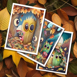 Cartes postales d'automne - Feuilles d'automne - Cartes de voeux - Carte artistique A6 - Cartes postales A6