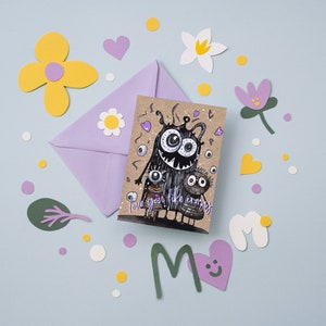 Litte Monsters Card - Mother's Day Cards - Mothers Day Gifts - Monster Greeting Card