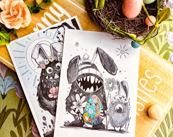 Easter Postcards - Spring Post Cards - Monster Post cards - Loveable Monster - Spring Gifts