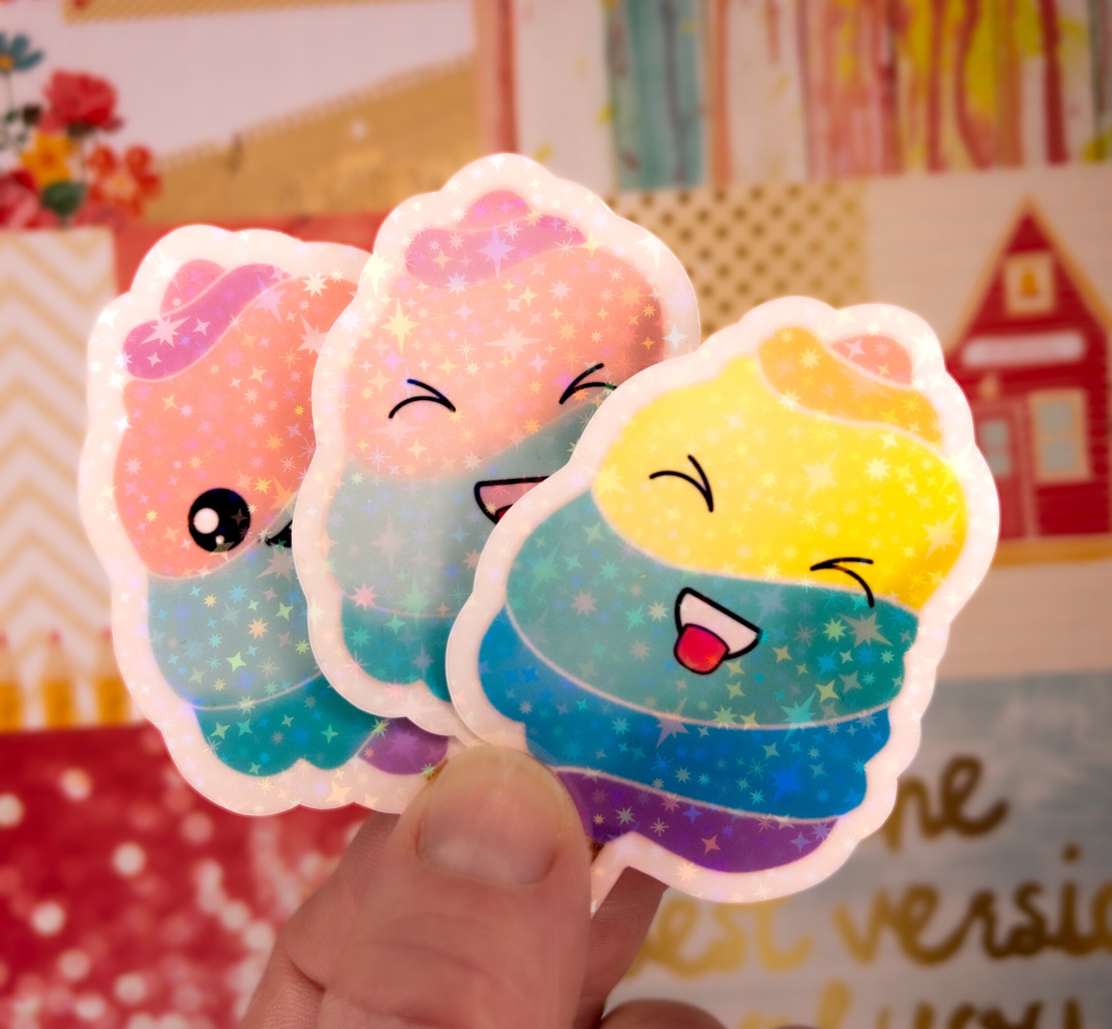Candyfloss Sticker Set Cute Food Sticker Holographic Sticker Pack