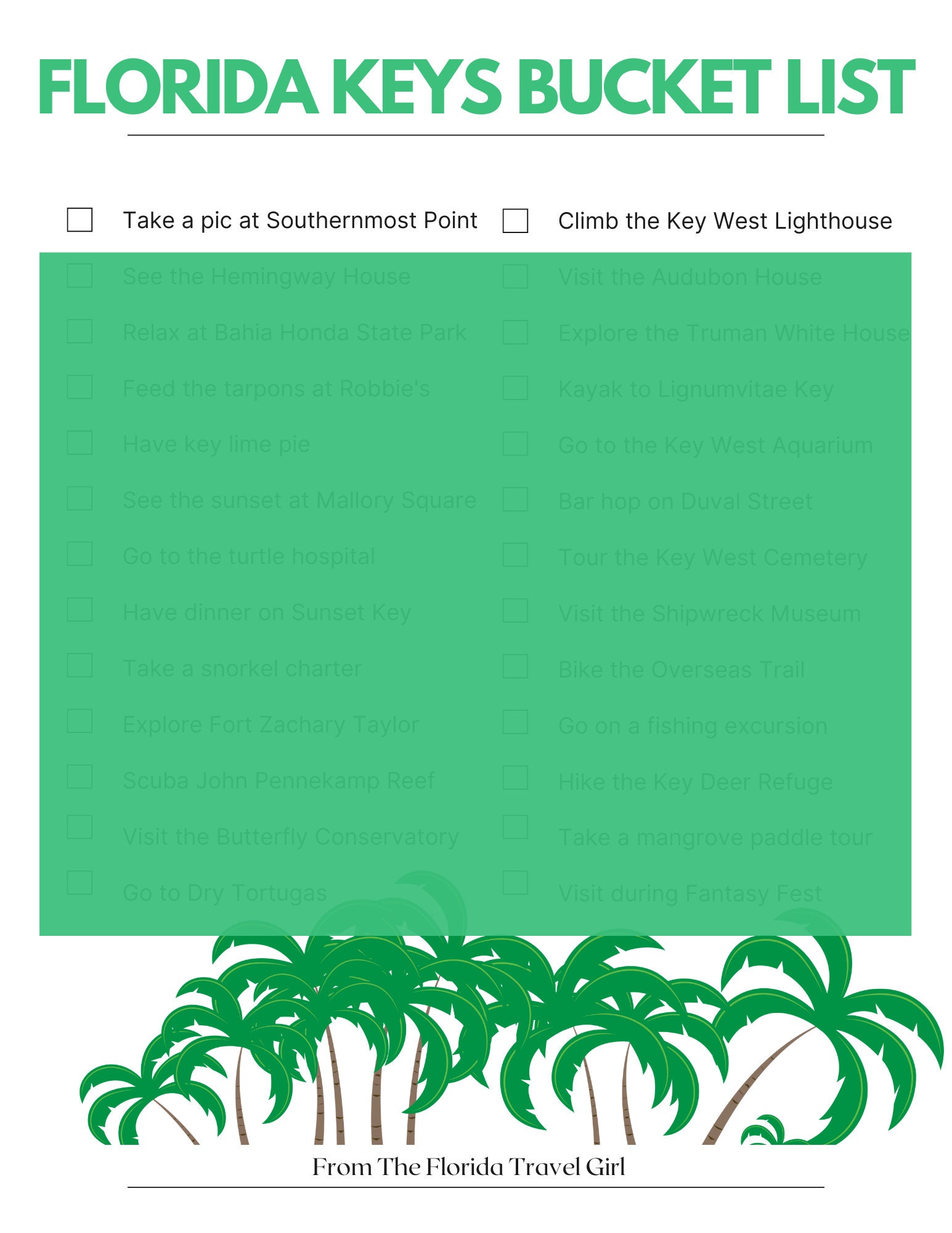 Printable Florida Bucket Lists for 13 Travel Destinations | Florida ...