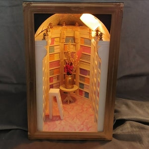 Book nook shelf insert, the library . Collector, bookend