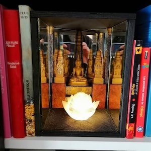 Book nook shelf insert buddha lotus