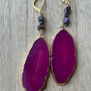 Geode Druzy Earrings,Statement Earrings, Boho Jewelry,Agate Earrings,Gift for her,Birthday gift,Christmas gift