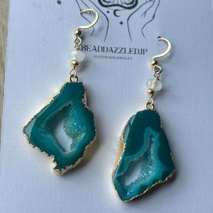 Geode Druzy Earrings,Statement Earrings, Boho Jewelry,Agate Earrings,Gift for her,Birthday gift,Christmas gift