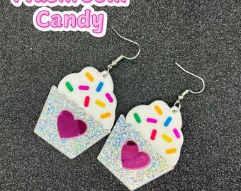 Magdalena, Magdalena de cumpleaños, Pendientes, Pendientes de magdalena, Pendientes colgantes, Pendientes llamativos, Pendientes bonitos, Pendientes divertidos, Pendientes colgantes