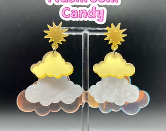 Pendientes de nube, Nube, Pendientes, Joyas de nube, Accesorios de nube, Pendientes de oro, Pendientes colgantes, Pendientes divertidos, Pendientes llamativos