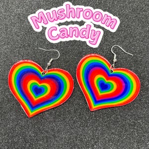 Rainbow Earrings, Earrings, Heart, Heart Earrings, Rainbow, Dangle Earrings, Statement Earrings, Unique Earrings, Pride, Pride Earrings