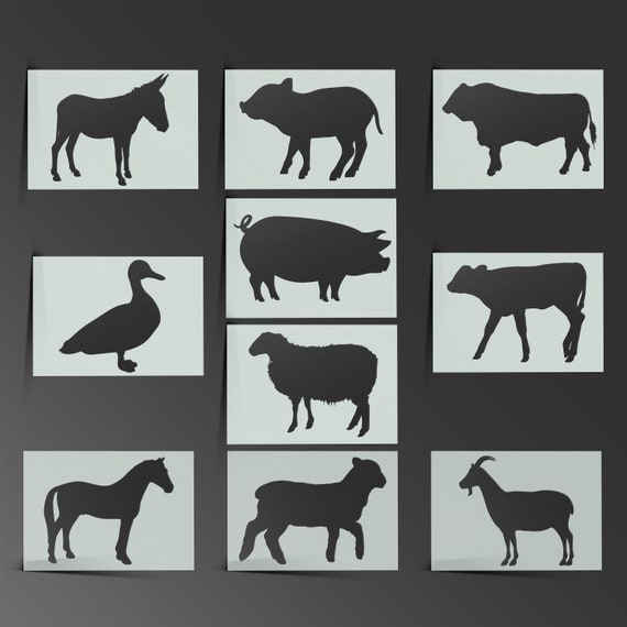 Animal Stencil Farm Yard Cow Bull Pig Sheep Mylar Sheet - Etsy Animal Stencil Farm Yard Cow Bull Pig Sheep Mylar Sheet - Etsy