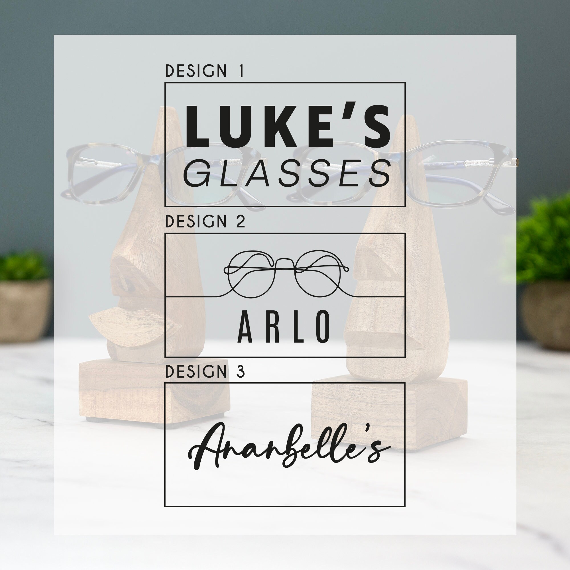 Personalised Wooden Glasses Stand Laser Engraved UK Fathers Day Birthday Christmas Valentines Gift