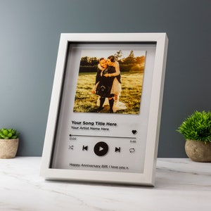 Personalised Song Plaque Playlist Streaming Boyfriend Girlfriend Valentines Music Love Birthday Wedding Christmas Frame Art Decoration image 7