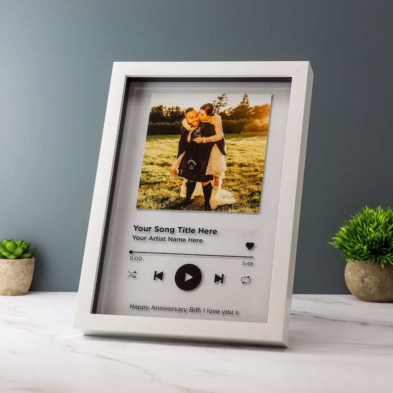 Personalised Song Plaque Playlist Streaming Boyfriend Girlfriend Valentines Music Love Birthday Wedding Christmas Frame Art Decoration image 7