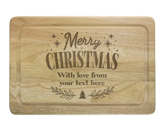 Tábua de corte de madeira personalizada com gravação natalina, tábua de queijos personalizada para a família no Natal, tábua de servir.