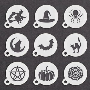 Halloween Coffee Duster Stencil Latte Cappuccino Scary Spray Barista Mylar 190 Tea Coffee Spooky Horror Pumpkin Witch Vampire