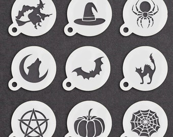 Halloween Coffee Duster Stencil Latte Cappuccino Scary Spray Barista Mylar 190 Tea Coffee Spooky Horror Pumpkin Witch Vampire