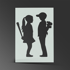 Banksy Pochoir Mylar Feuille Peinture Mur Art Artisanat Aérographe 190 Microns Boy meets Girl