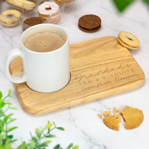 Personalised Custom Engraved Wooden Tea & Biscuit Board Serving Board Novelty Gift Birthday Valentines Housewarming Wedding Christmas