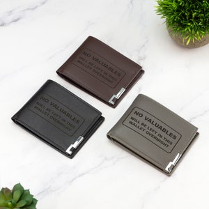 Keine Wertsachen Geldbörse Vegan Leder Schwarz Braun Grau Leder Lustiges Geschenk für Praktische Spaßvögel