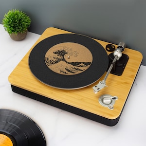 The Great Wave of Kanagawa Record Player Slip Mat TurnTable DJ Slip Mat UV Printed 7"