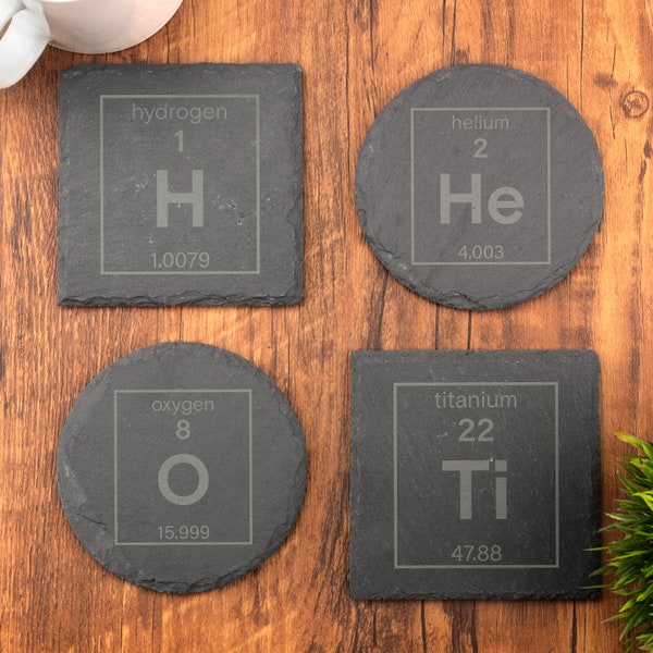 Periodic Table Engraved Coaster Elements Molecule Chemistry Physics Science  Laser Engraved Gift, Wedding, Birthday, Anniversary, Christmas