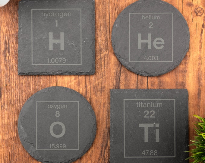 Periodic Table Engraved Coaster Elements Molecule Chemistry Physics Science  Laser Engraved Gift, Wedding, Birthday, Anniversary, Christmas