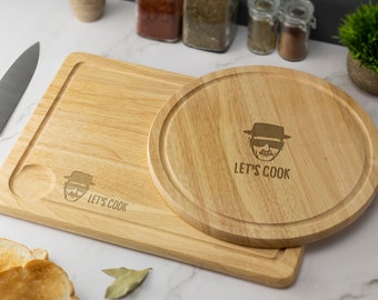 Let Cook Walter White Heisenberg Engraved Wooden Chopping Board Customised Novelty Gift Cheese Board Serving Board