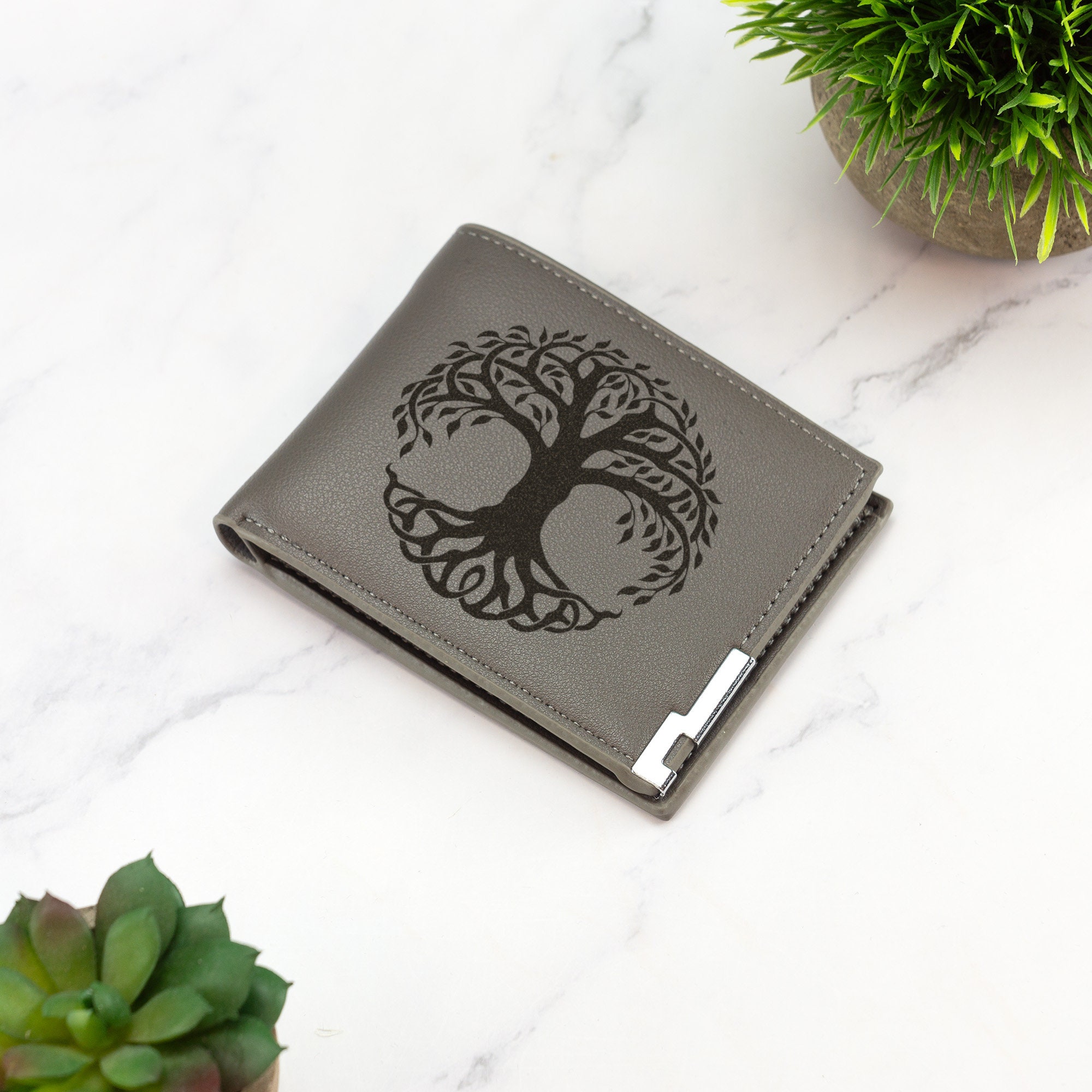 Wallet Tree Tree of Life Wallet Vegan Leather Black Brown Grey Leather Spiritual ...