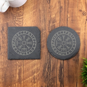 Wikinger Kompass Schiefer Untersetzer Laser graviert, Shabby Chic Geschenk, Hochzeit, Geburtstag, Jubiläum, Weihnachten.