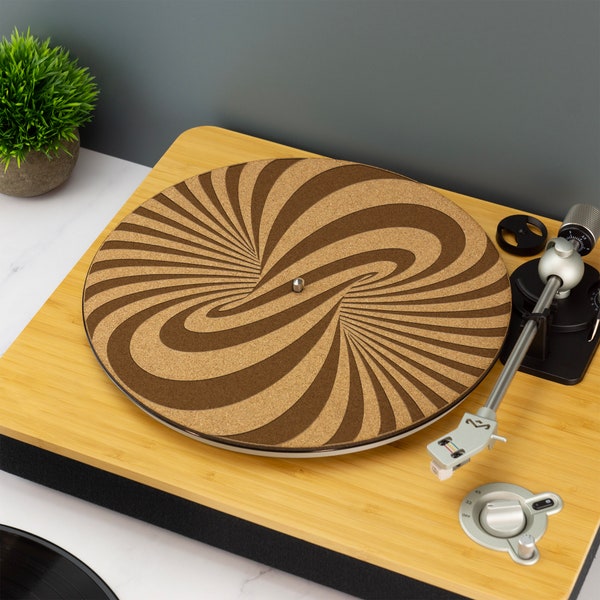 Illusion d'optique en liège pour tourne-disque Slip Mat Table tournante DJ Slip Mat gravé au laser