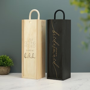 Personalised Wine Box Bridesmaid Wedding Bride Married Custom Laser Engraved Gift Vintage