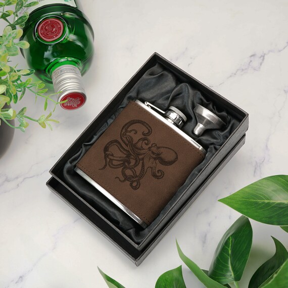 6oz Octopus Leather Flask 6oz Octopus Leather Flask