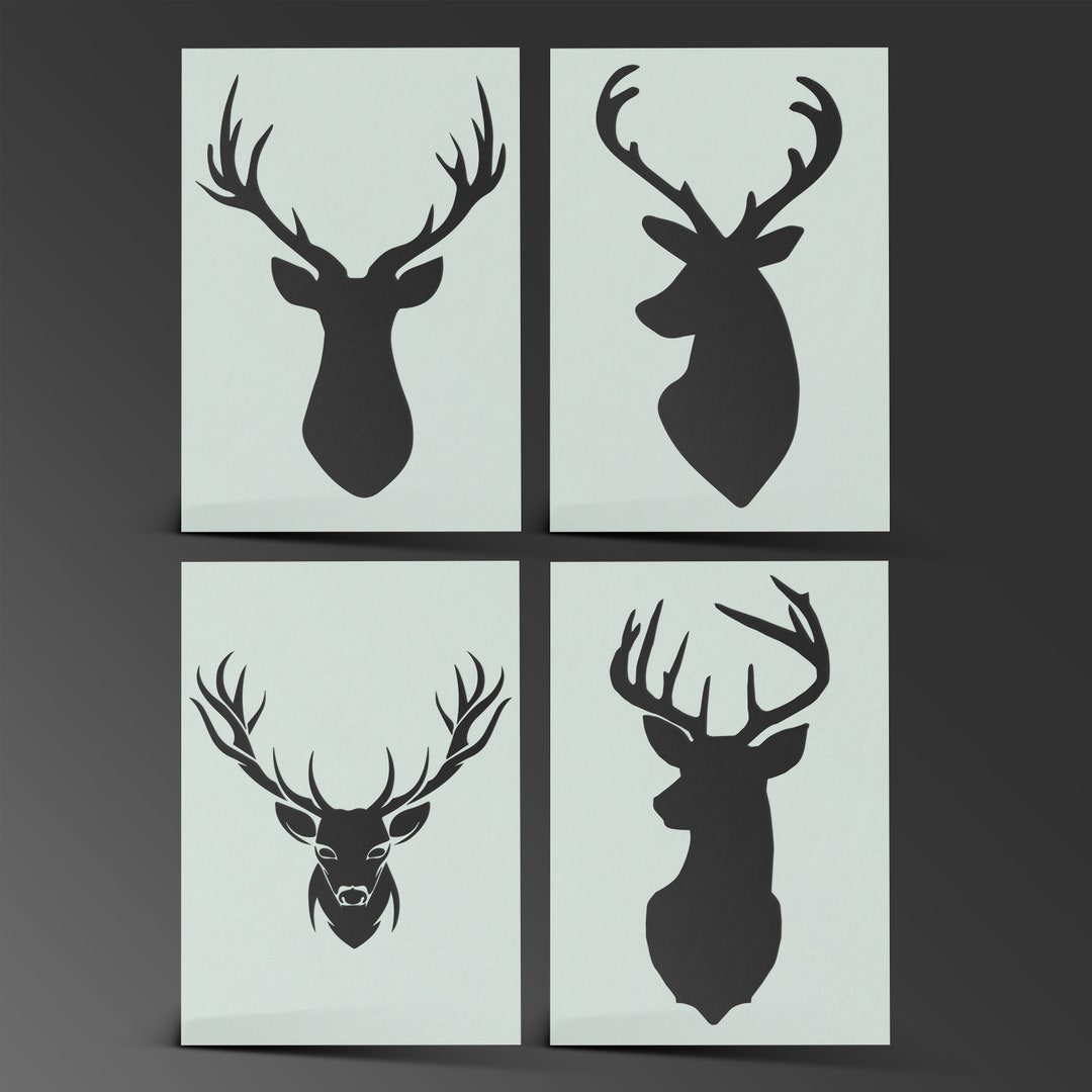 Reindeer Stag Stencil, Three Designs for walls, furniture and craft use - Stag h
