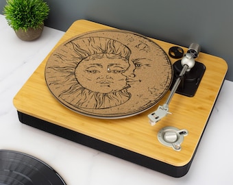 Celestial Sun and Moon Record Player Slip Mat TurnTable DJ Slip Mat UV Printed
