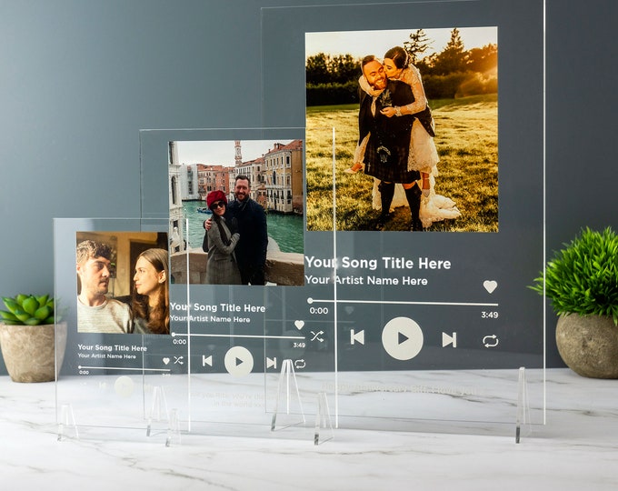 Personalised Song Plaque With Stand Music Plaque Playlist, Your Photo / Text Message Music Gift