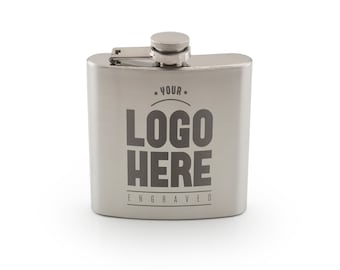 Gepersonaliseerde heupfles Uw logo hier Aangepaste naam 6oz Lasergegraveerd cadeau, bruiloft, verjaardag, jubileum, Kerstmis.