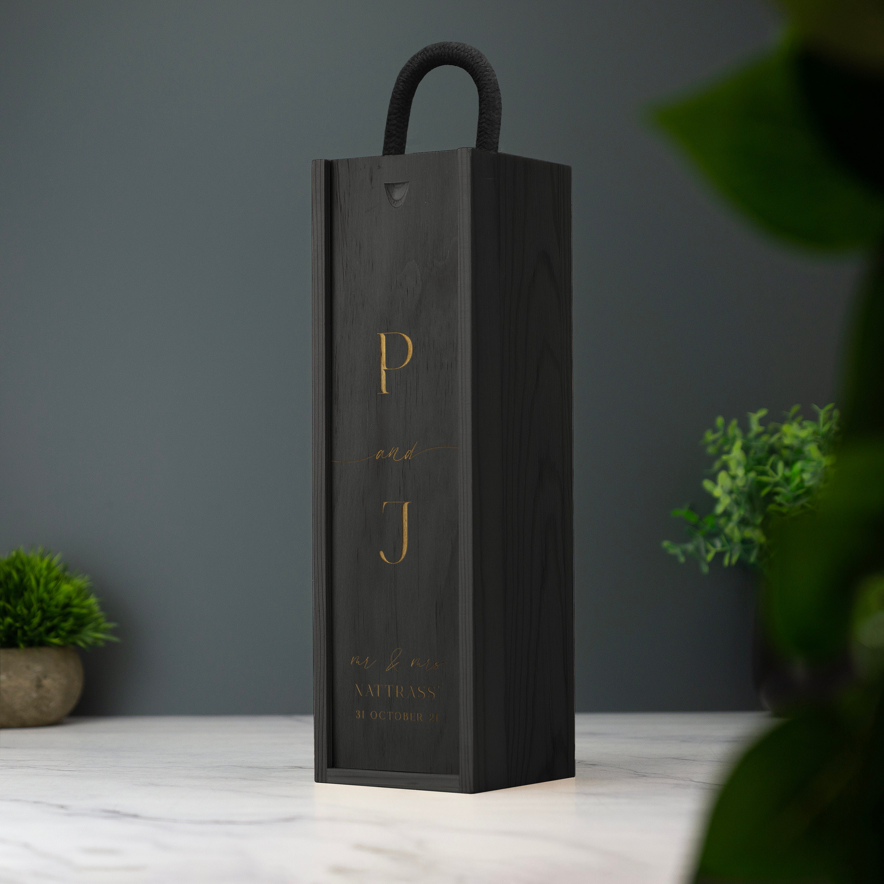Couple's Initials Wine Box Custom Laser Engraved Gift Birthday Christmas Anniversary Wedding Valentines Engagement Gift Love Present