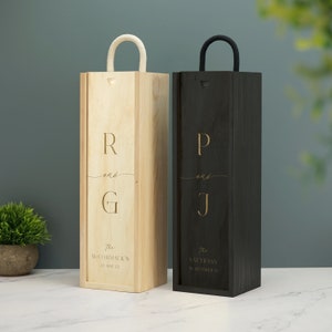 Paar Initialen Wein Box Benutzerdefinierte Laser Gravur Geschenk Geburtstag Weihnachten Jahrestag Hochzeit Valentines Verlobungsgeschenk Liebesgeschenk