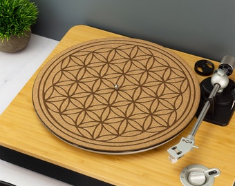 Flower of Life Platenspeler Slip Mat Draaitafel DJ Slip Mat Laser gegraveerd