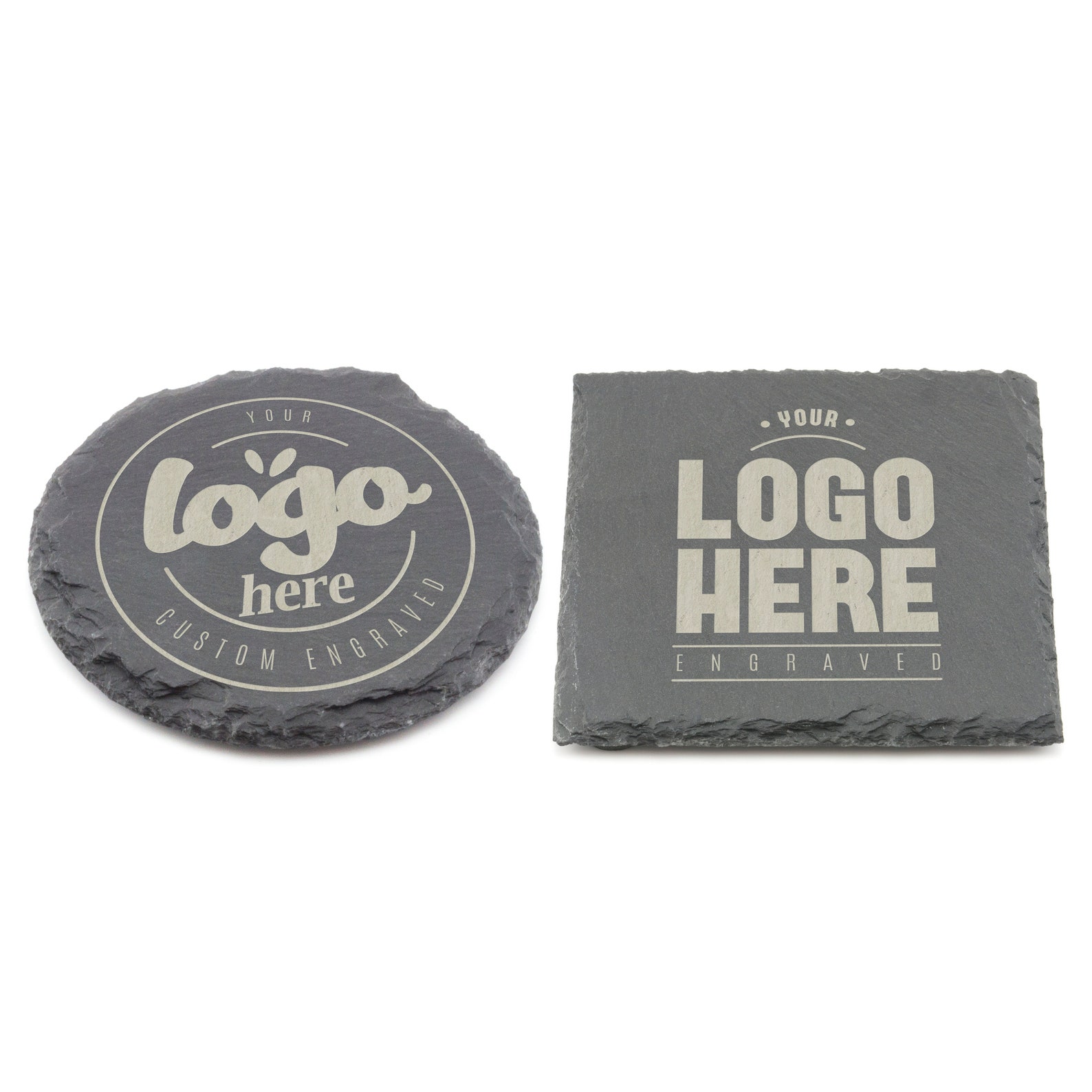 Your Logo Here Slate Coaster Custom Text Personalised Laser Etsy
