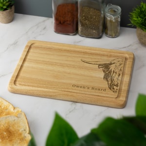 Highland Cow Engraved Bamboo Cutting Board, Charcuterie Board