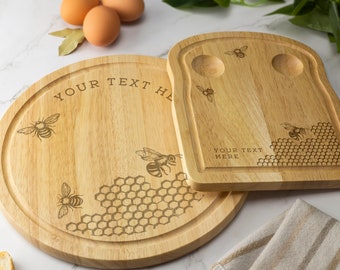 Personalised Bee Serving Board Breakfast Wooden Chopping Board Cheese Cutting Wine Grapes Novelty Gift Christmas Birthday Housewarming