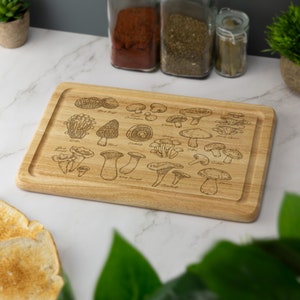 Paddestoelen Gegraveerde Houten Snijplank Veganistisch Vegetarisch Bord Serveerplank Kerst Housewarming Verjaardagscadeau Bruiloft